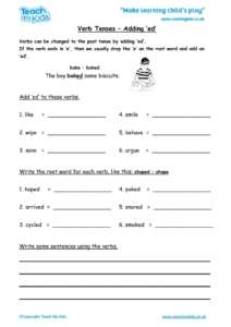 Worksheets for kids - verb tenses – adding ed